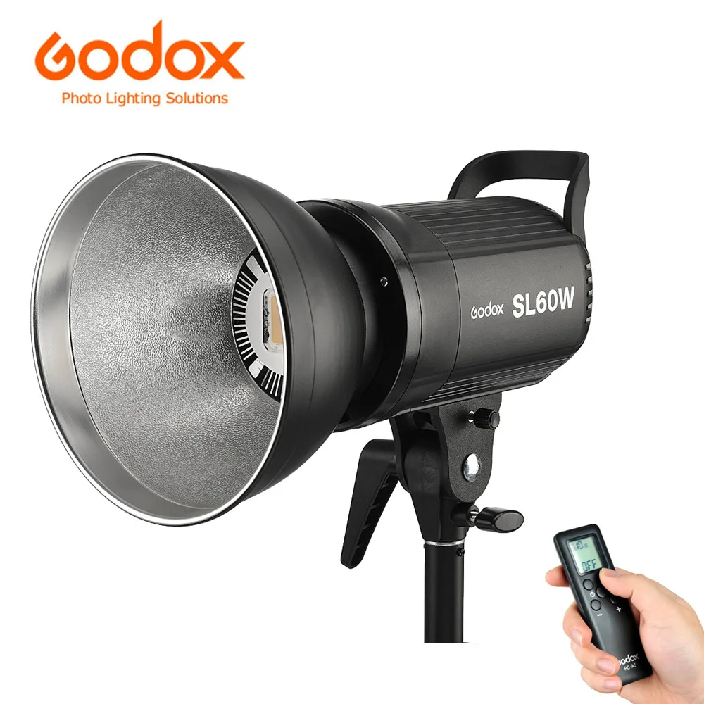 Светильник Godox для фотостудии SL60W CRI 95+ 5600K 60W Светодиодный светильник для видеосъемки беспроводной Регулируемый светильник яркий+ крепление+ пульт дистанционного управления+ отражатель
