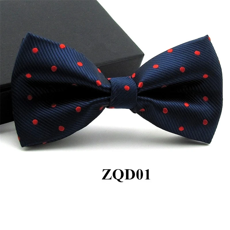 New Fashion Bow tie For Men With Red Dots Popular Party Wedding Cravat Butterfly Navy Dark Blue bowtie | Аксессуары для одежды