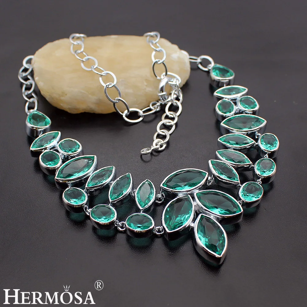 Женское ожерелье из серебра с зеленым орнаментом 22 дюйма|sterling silver necklace|925 sterling