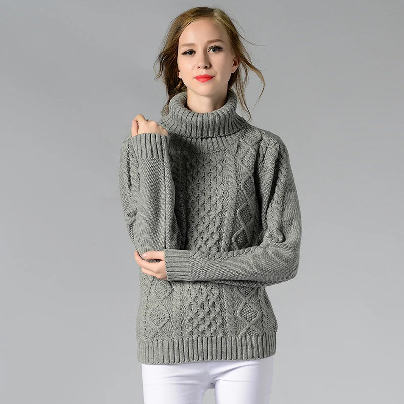 

AECU Turtleneck Sweater Women Knitted Pullovers Long Sleeve Jumper Pull Femme High Elasticity Soft Female Pullovers Sweater