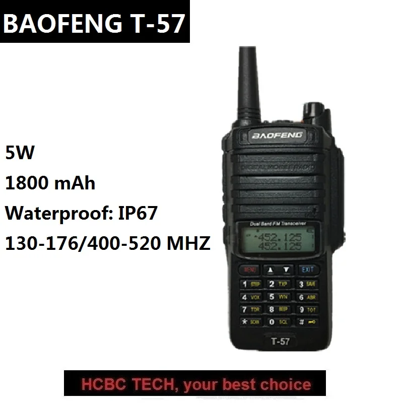 1 radio BAOFENG T-57 водонепроницаемый IP67 10 км портативная рация Профессиональный UHF VHF двойной PTT портативный CB радиостанции UV-9R BAOFENG T57 - Цвет: 1 radio
