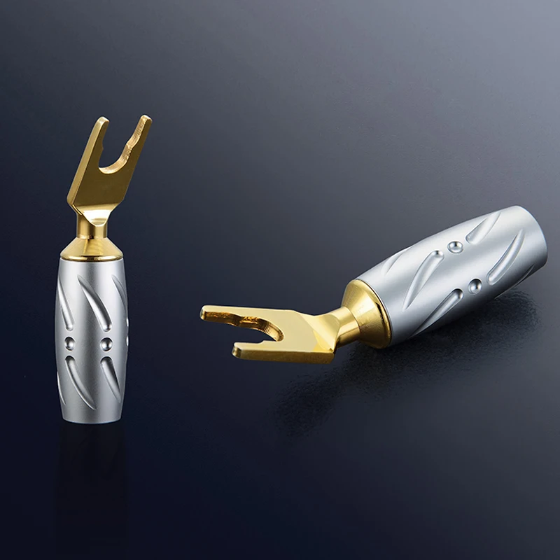 Вилка Лопатка из чистой меди с золотым покрытием 4 шт. VS701G 99.998%|locking banana plugs|banana plug
