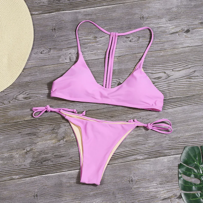Sexy Low Waist Solid Bikini Set Women Bandage Brazilian Bikinis Swimwear Summer Tube Top Bathing Suit Female Swimsuit Biquini
