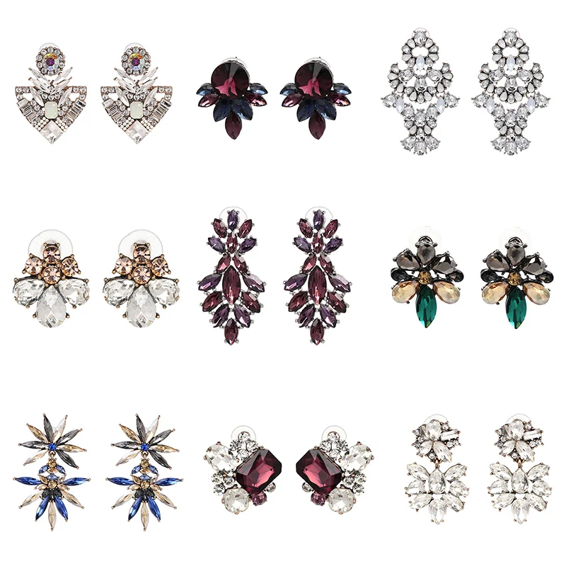

Wholesale JUJIA Luxury Simple Design Crystal Stud Earrings For Women Fashion Jewelry Vintage Statement Brincos Bijoux Femme