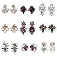 wholesale jujia luxury simple design crystal stud earrings for women fashion jewelry vintage statement brincos bijoux femme