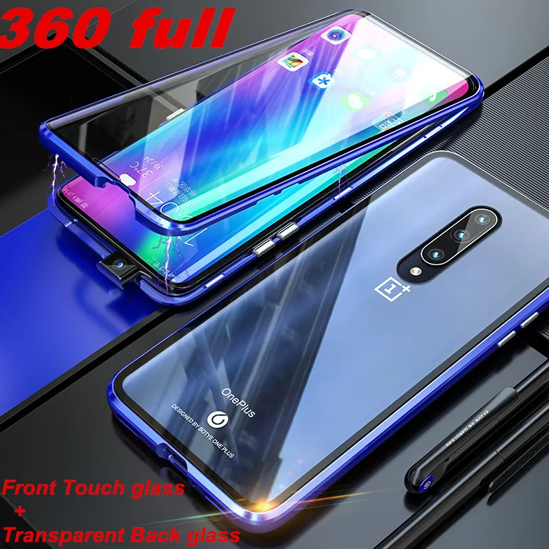 Роскошный Магнитный Передний + задний Чехол из закаленного стекла для Oneplus 7 Pro