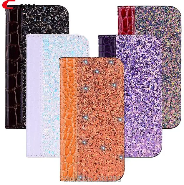 Glitter Wallet Leather Pouch Case For Huawei Honor 9 LITE 7X 9I 10 MATE PRO P20 P Smart Nova 3I Y6 Prime 2018 Cover 1pcs | Мобильные