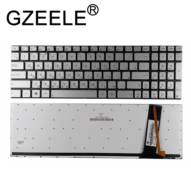 GZEELE Русская клавиатура для ноутбука ASUS N56 N56V N76 N76V N76VB N56DY N76VJ N76VM N76VZ U500VZ N56VV N56VZ U500VZ U500 U500V со светодиодной подсветкой