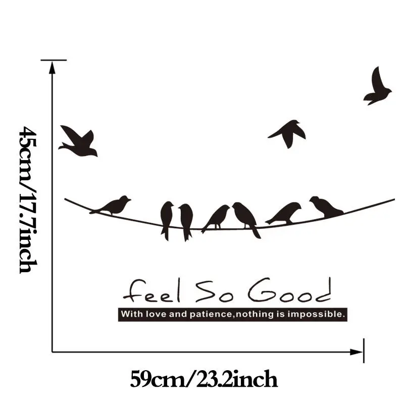 Птиц на Мощность линии стены Стикеры s для Гостиная домашний декор Съемная