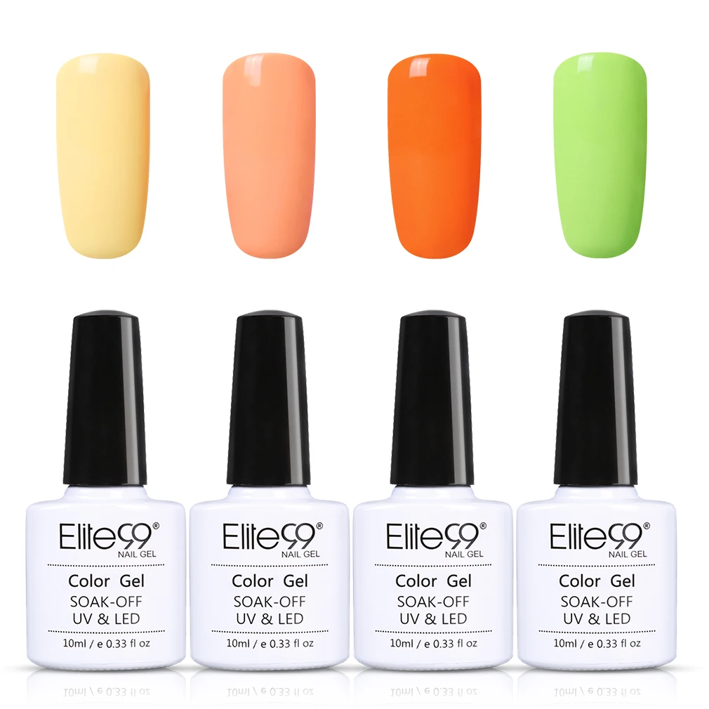 C010 Elite99 10ml Macaron Gel 4pcs/set Nail Art Vernis UV Gel Varnish Soak Off Nails Gel Polish Reinforce Nail Hybrid Lacquer - Цвет: C010