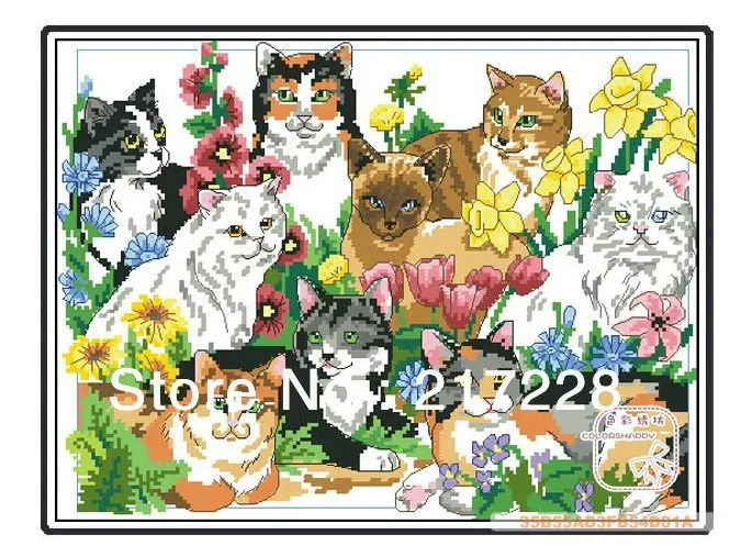 

Вышивка крестом 14CT, коты, котята в саду, 42*34 см, CS-013ANI-A