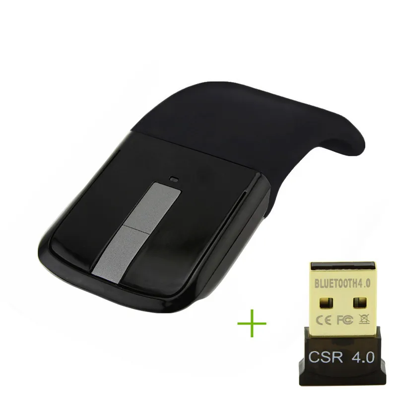 Mouse with adapter CHYI Arc Touch mouse складная беспроводная компьютерная мышь складные компьютерные игровые мыши ультра тонкие Mause с bluetooth-адаптером для портативных ПК - Цвет: Mouse with adapter