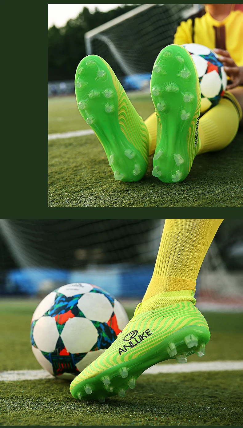 Пожарная Мужская футбольная обувь Chuteira Futebol удобные спортивные уличные водонепроницаемые футбольные кроссовки длинный шип нескользящая обувь