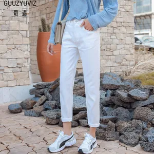 Женские повседневные свободные джинсы GUUZYUVIZ, белые базовые винтажные джинсы бойфренды, весна 2019