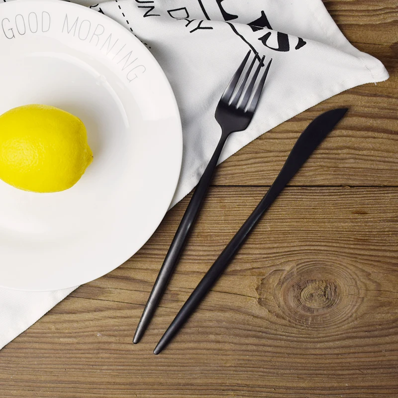 Столовые приборы черные из нержавеющей стали 18/8 4 шт.|black cutlery set|dinnerware setcutlery set |