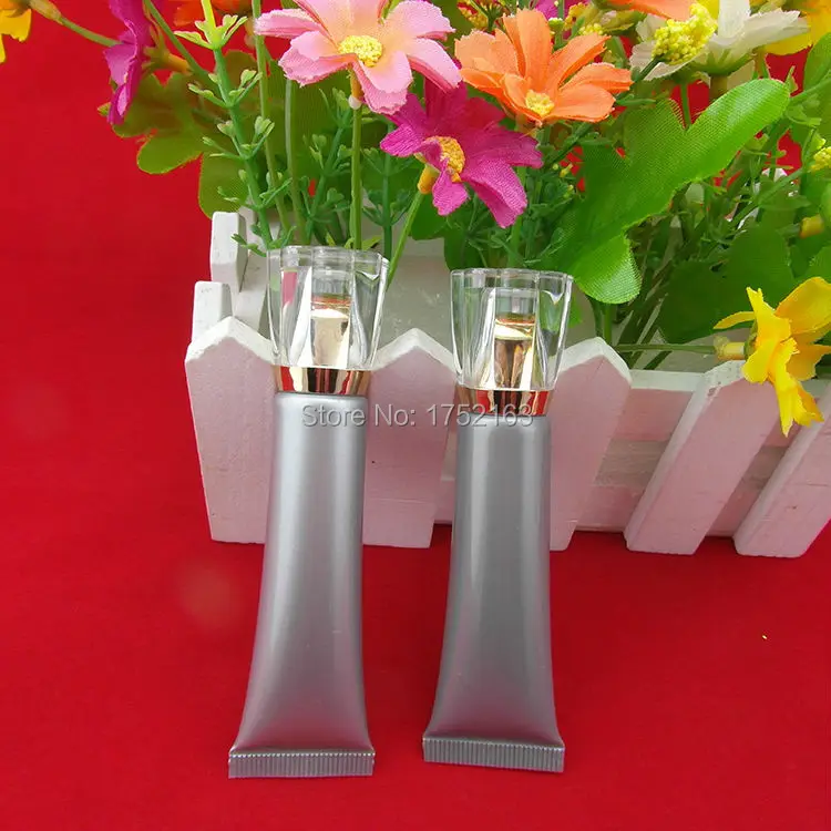 Бесплатная доставка 15 мл Тюбик мягкой серого цвета с пластиковыми бутылочками для салфетки/масла/крема для рук с крышками из акрила в форме цветочка.