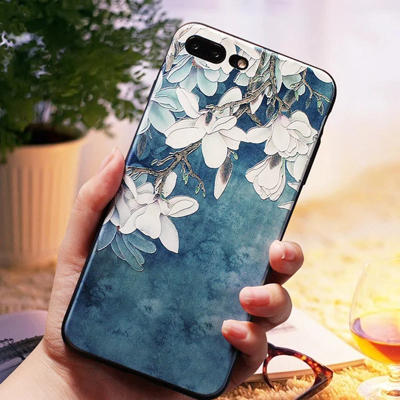 Роскошный чехол с 3D рельефным цветком для Xiaomi A1 5X A2 6 6X 8 8SE Redmi 4X 6A 4A S2 мягкий