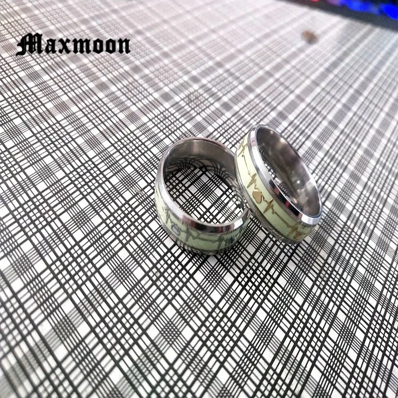 Maxmoon золотистый серебристый цвет символ сердцебиения женское и мужское кольцо из