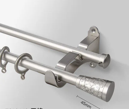 double silver color Высокое качество нержавеющая сталь карниз диаметр 19 мм двойные карнизы и аксессуары для спальни/Кабинета/гостиной - Цвет: double silver color