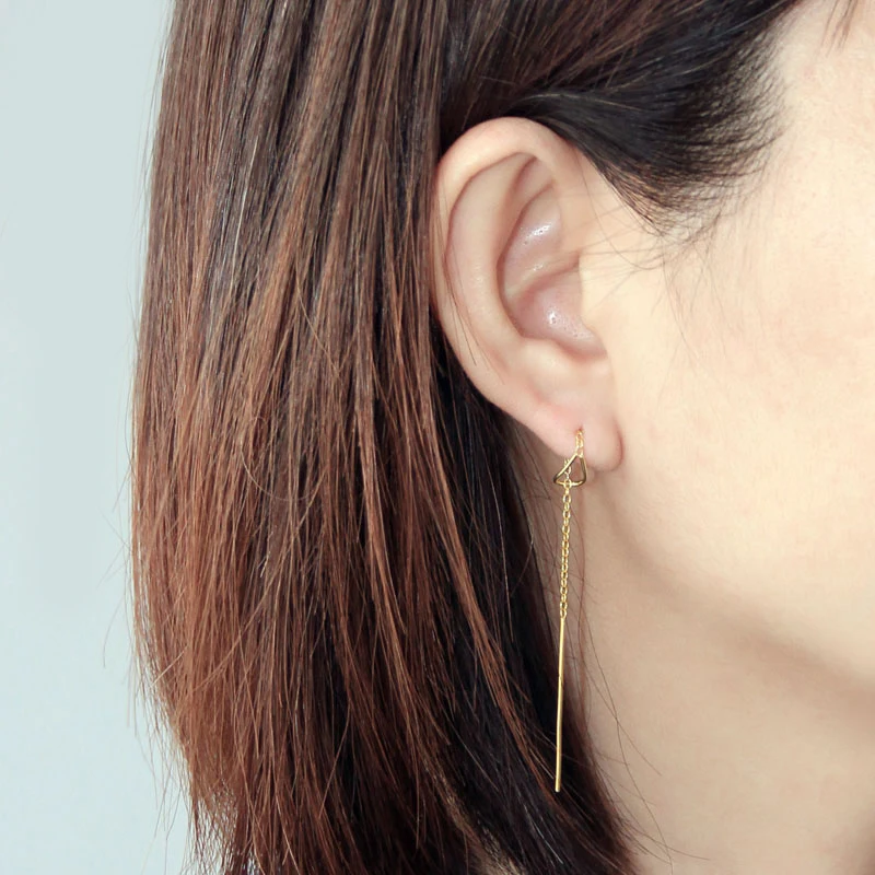 Женские серебряные Простые серьги с длинной линией A1638|925 sterling silver|925 silver sterlingsilver |