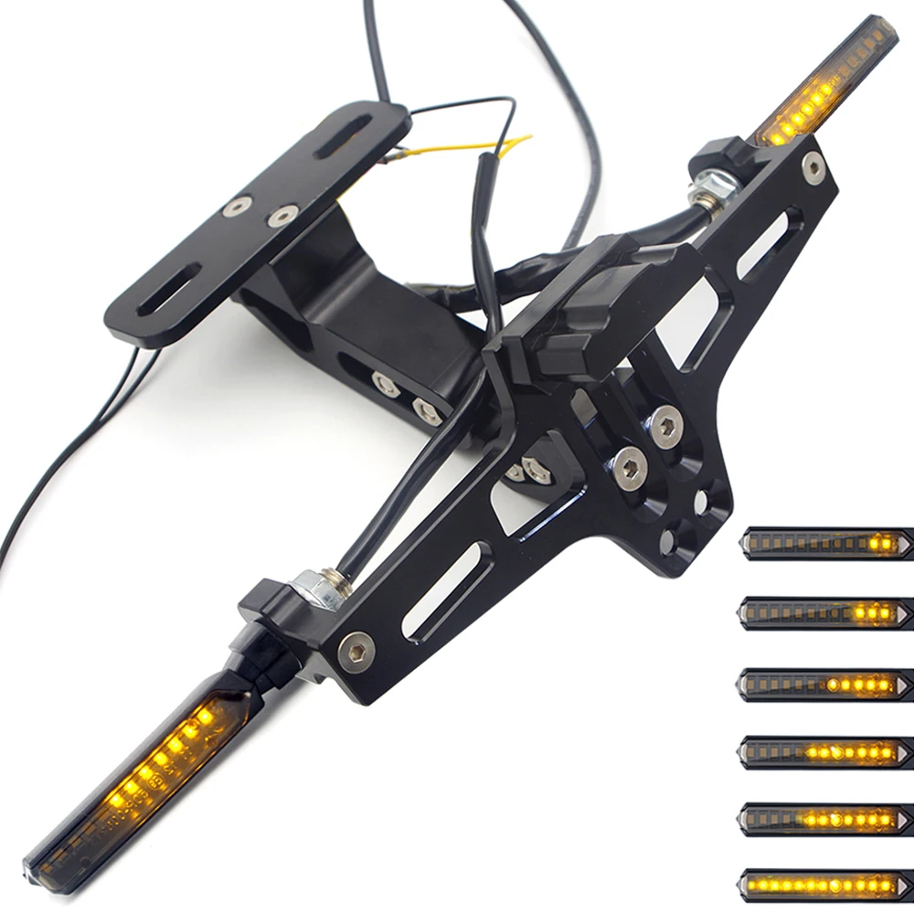 

CNC Motorcycle License Plate Holder Flowing turn signal light For YAMAHA tmax 500 mt07 2018 tmax530 mt 07 bws 125 tracer 900