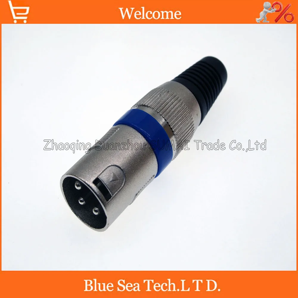 

10 PCS Audio MIC Connector XLR 3 Pin Male J3P XLR KTV Microphone plug,Blue ring color type