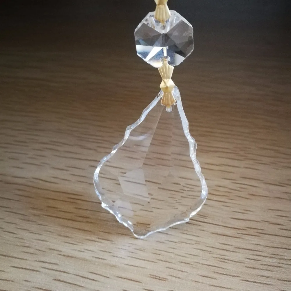

100 Chains 50mm Maple Leaf Pendant + 1 Octagon Bead Crystal Hanging Prism Pendants Glass Chandelier Part Crystal Trimming Parts
