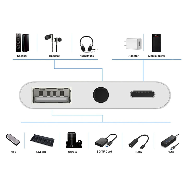 3 в 1 зарядное устройство адаптер для мобильного телефона type C к Usb-C &amp Usb 5 мм