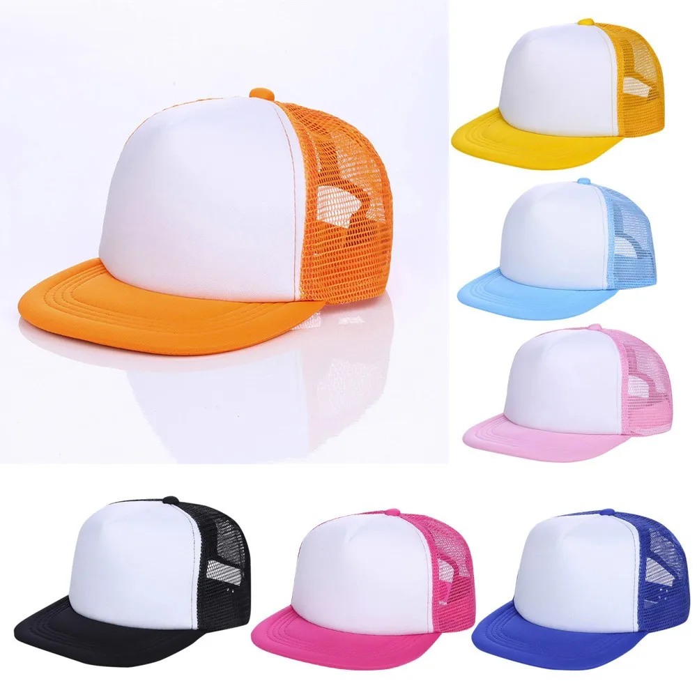 Blank Kids Cap Baby Custom Summer Trucker Hats Patchwork Children Breathable Mesh Adjustable Baseball Boys | Детская одежда и