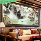 Вышивка крестиком QIANZEHUI, красное солнце, встает из серии восточные пейзажи