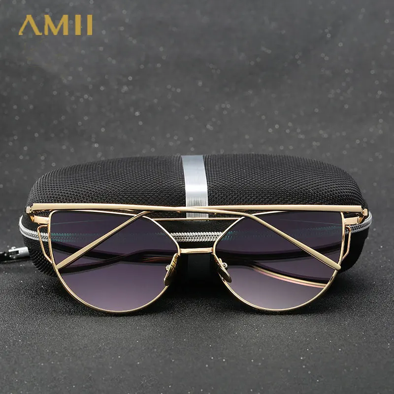 AMII Новый Cat Eye Винтаж солнцезащитные очки для Для женщин металлический плоский