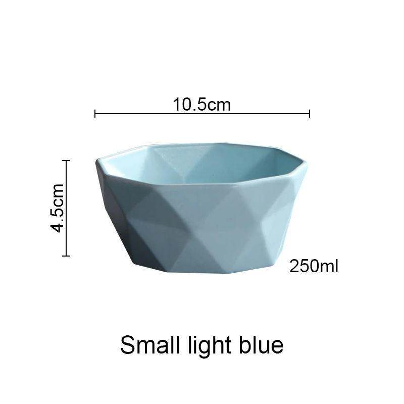 small pink blue Керамическая Салатница, посуда с алмазным краем, суповые чаши, простая и креативная салатная миска геометрической формы Akuhome - Цвет: small pink blue