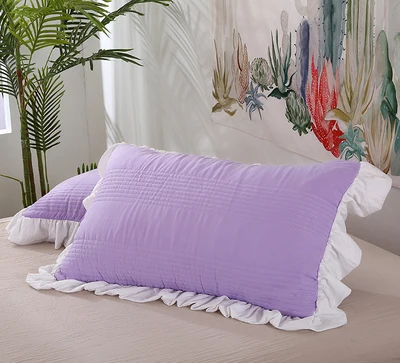 purple 2 шт. Милый хлопковый чехол для подушки в виде листа лотоса, однотонный лоскутный чехол для подушки для девочек, декоративный чехол для подушки для сна - Цвет: purple