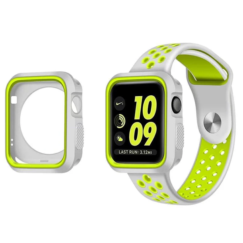 Модный двойной цвет мягкий силиконовый чехол бампер для Apple Watch iWatch серии 1 и 2 3