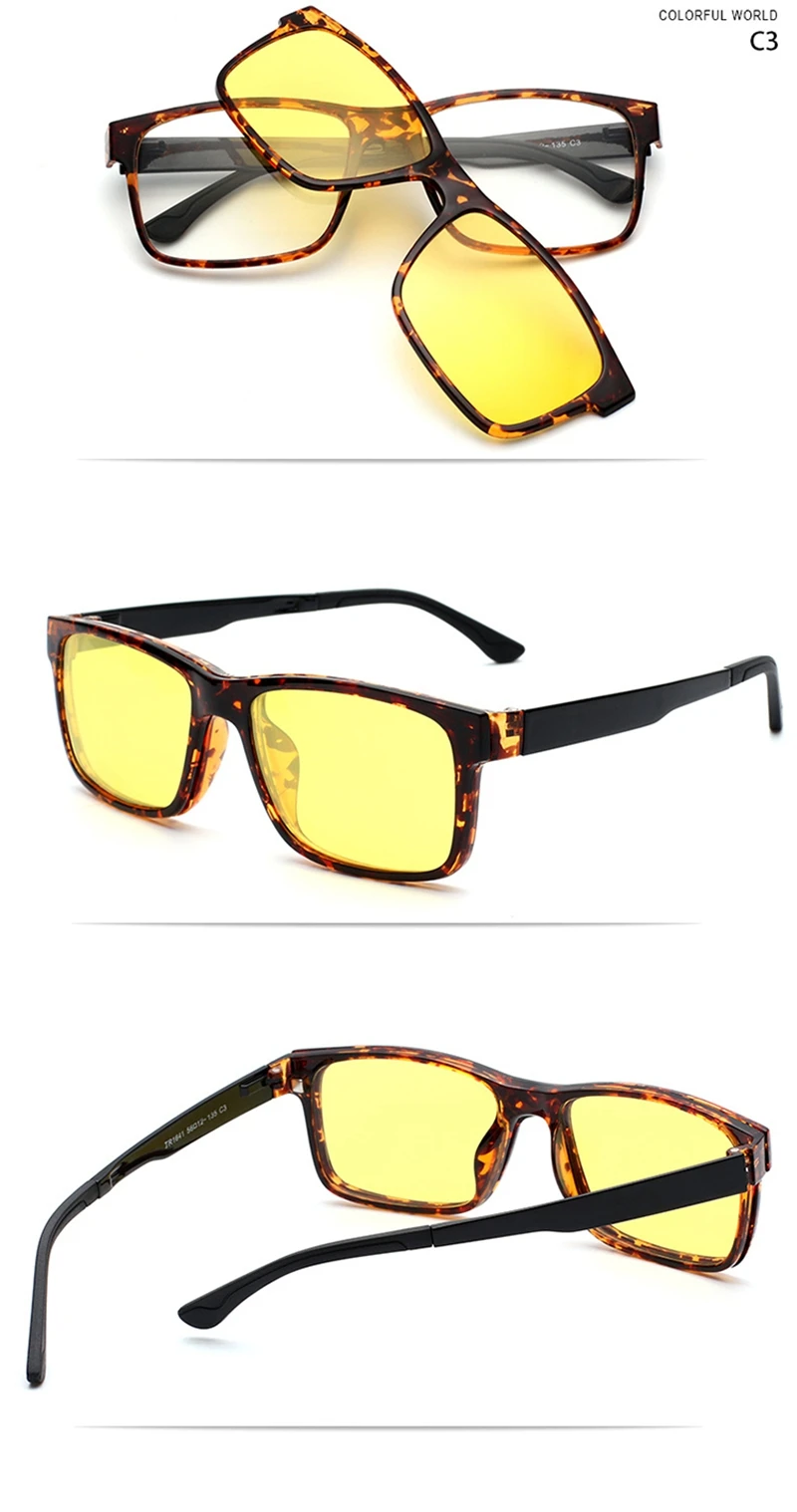 Optical Eyeglasses Frame Men Women With Clip On Magnets Polarized Sunglasses Myopia Eye Glasses Spectacle Frame QF053
