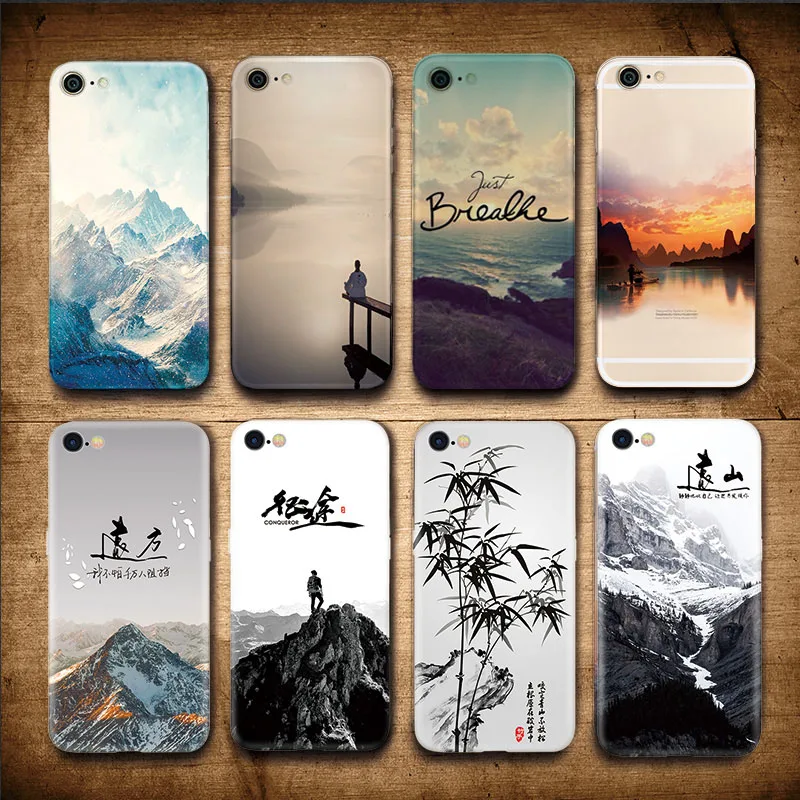 Чехол для Iphone 7 8 6 6S Plus с изображением гор бамбука морского оленя кота природы