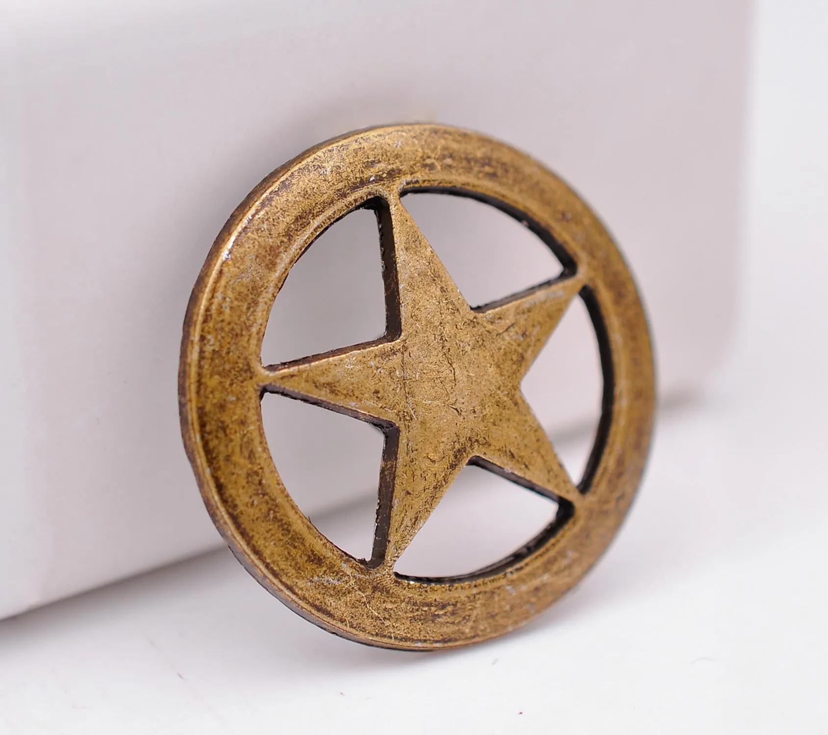 1" Brass Cowboy Texas Star Leathercraft Hatband Belt Handbag Stud Rivet Conchos Button Screwback 20pc