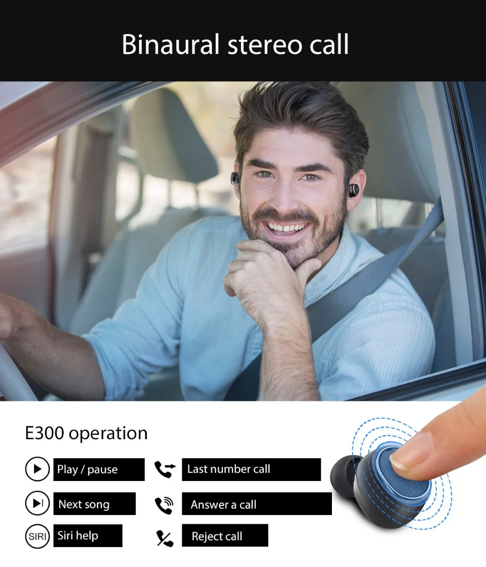 EKSA Touch Control TWS Ture беспроводные наушники CSR V5.0 спортивные водонепроницаемые с