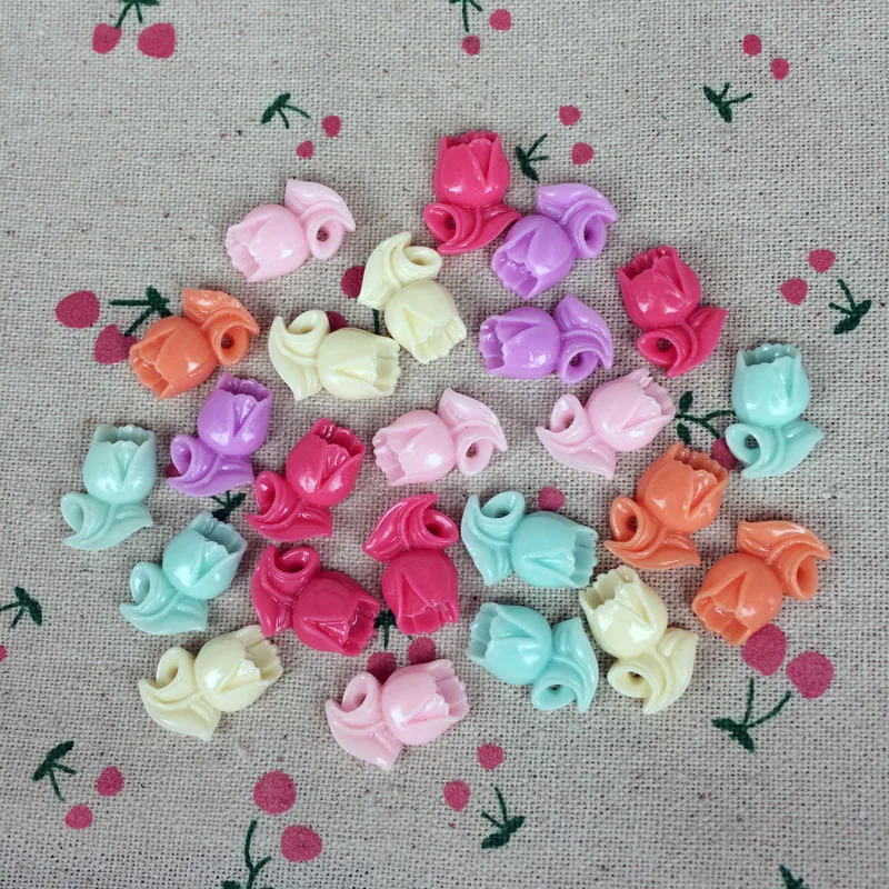 50 шт смешанных цветов плоская задняя часть Кабошон из смолы с цветком Kawaii