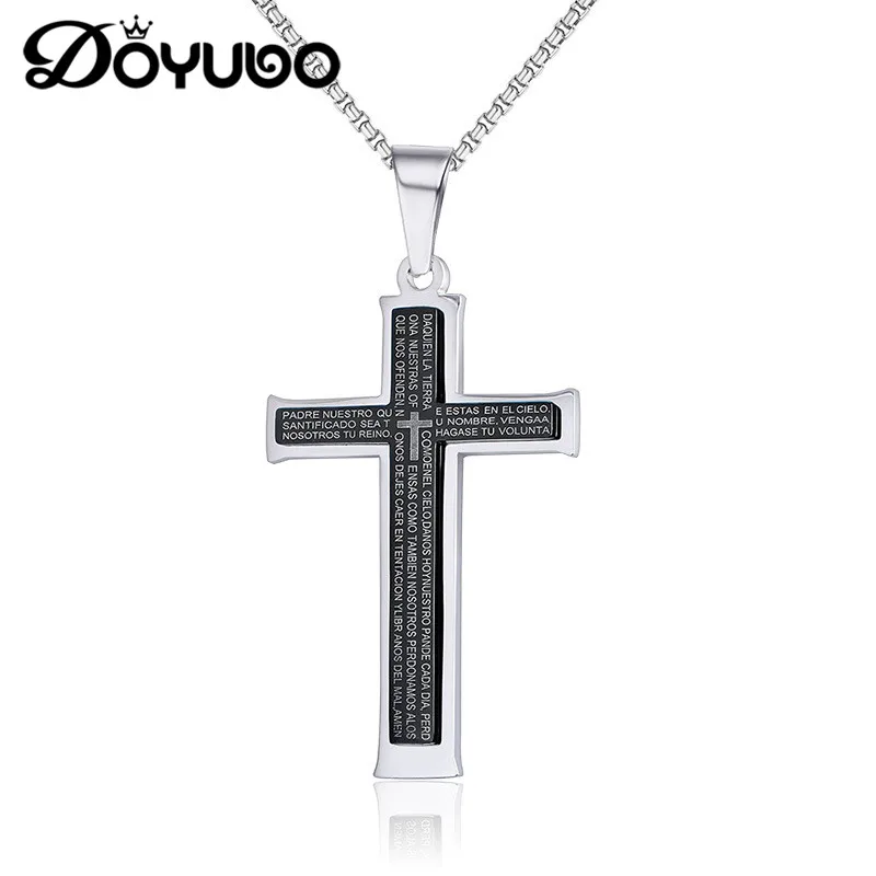 

DOYUBO Лидер продаж Нержавеющая сталь подвеска в форме черного Креста подойдет в качестве подарка как для мужчин, так и для полированный крест ...