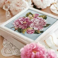 fishxx cross stitch plant floral pattern b634 pink peony hand embroidery light blue embroidered set