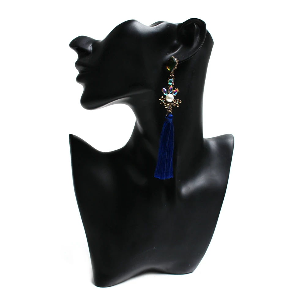 Fashion Jewelry Trend &amp Women pearl Drop Earrings Vintage tassel Blue black Long Gold Plated For | Украшения и аксессуары