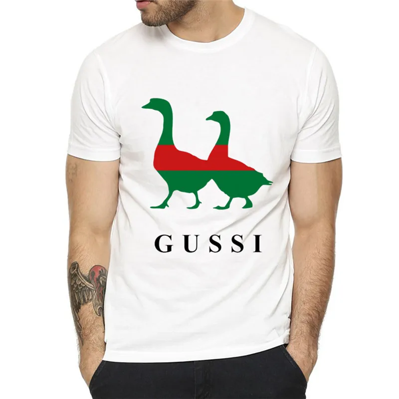Picture-2 Футболка для мужчин goose ga, Забавные футболки для мальчиков, летние топы, футболки для мужчин, модная повседневная мужская уличная одежда, белые топы с круглым вырезом, унисекс - Цвет: Picture-2