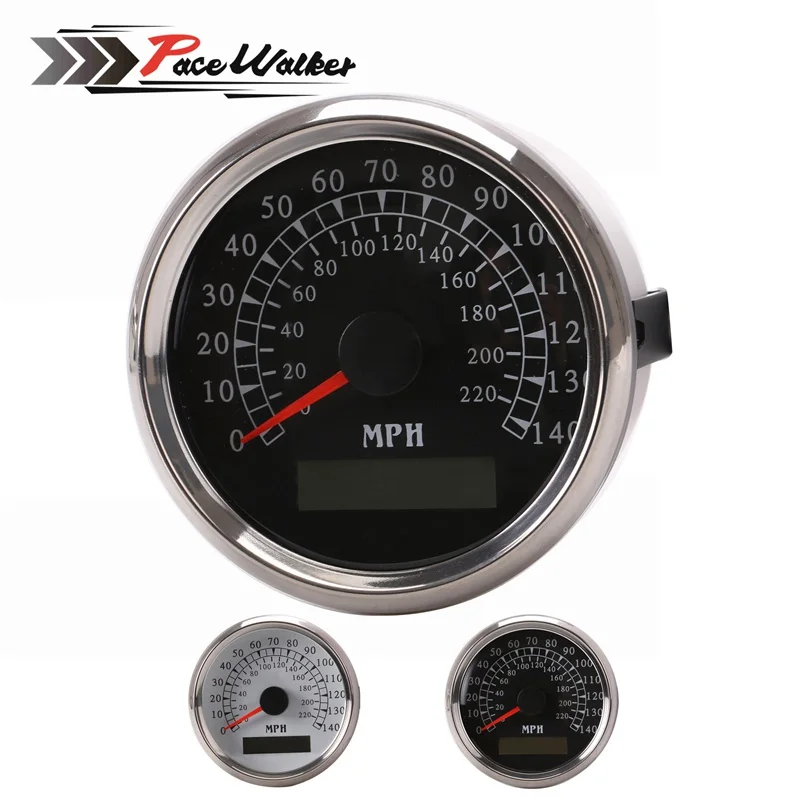 Gps 12 V 24 140MPH Универсальный спидометр датчик черно белая панель хромированная