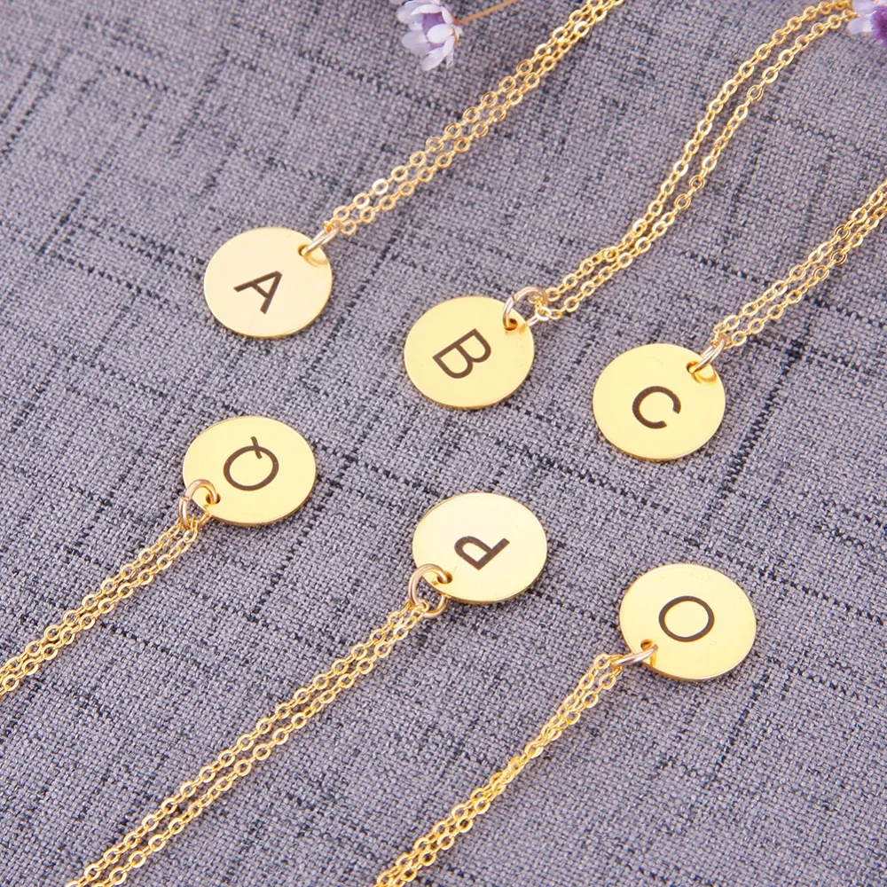 Новая креативная круглая монета подвеска в виде буквы алфавита из нержавеющей