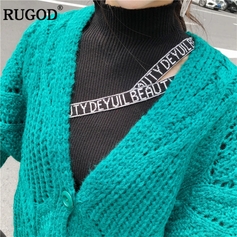 RUGOD New Casual Women Cardigans Solid Knitted Sweater Long Sleeve Warm Winter For Female Clothes pull femme |