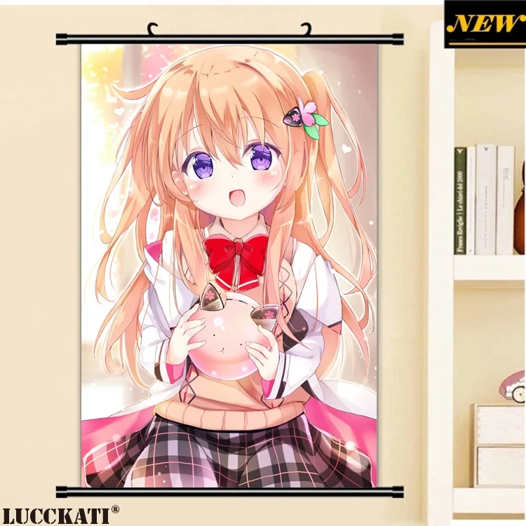 S 40X60 см, Gochiusa Gochuumon wa Usagi Desu ka Rabbit, сексуальная лоли, мультфильм, аниме картинка, настенная прокрутка, холст, живопись, плакат - Цвет: S