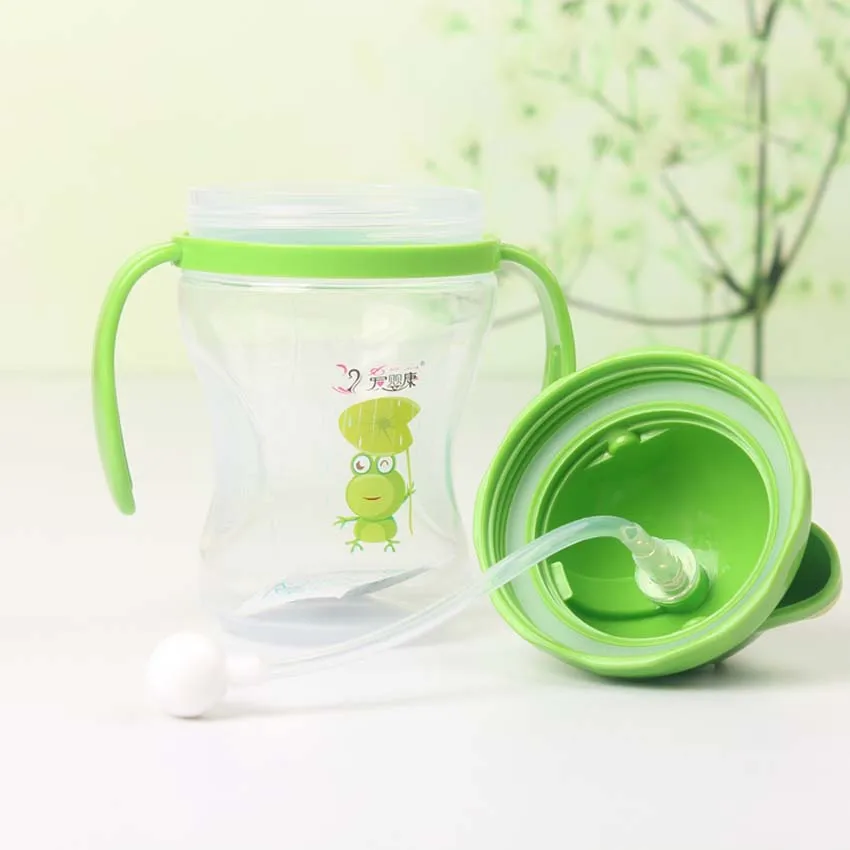 240ML Durable Baby Kids Straw Cup Drinking Bottle Sippy Cups with Handles Cute Frog &amp Bee Design | Мать и ребенок