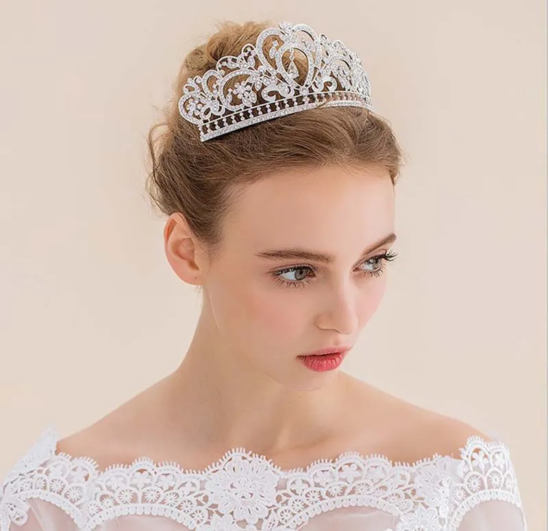 Тиары-короны TREAZY Свадебные золотистые/серебристые диадемы с кристаллами для