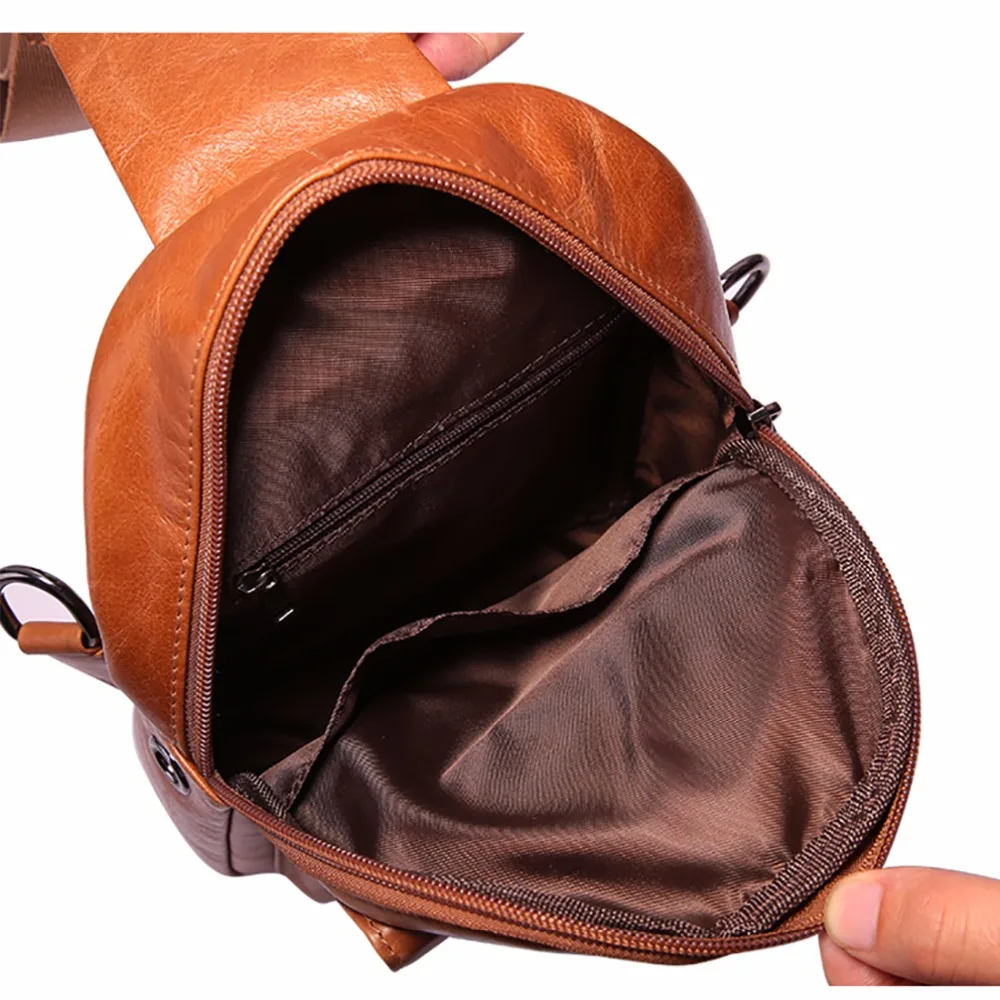 

2017 Men Genuine Leather Messenger Sling Chest Day Back Pack Famous Brand Shoulder Messenger Casual Bag New Male Crossbody Bags